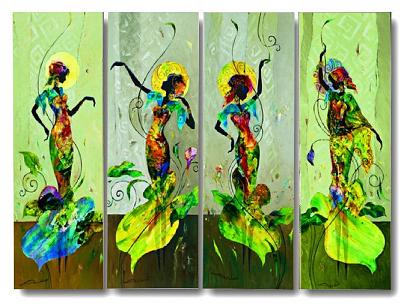 Dafen Oil Painting on canvas happy girls -set341 Dafen Oil Painting on canvas happy girls -set341